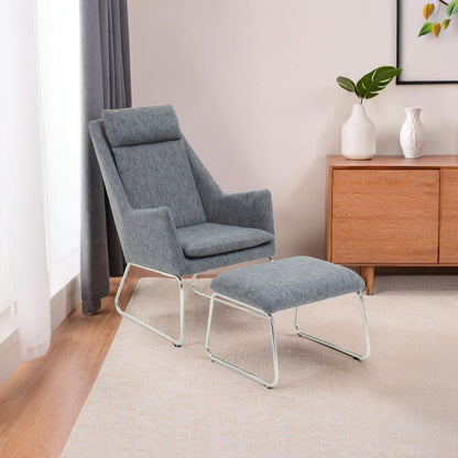 Devon Grey Fabric Lounge Chair And Footstool Set