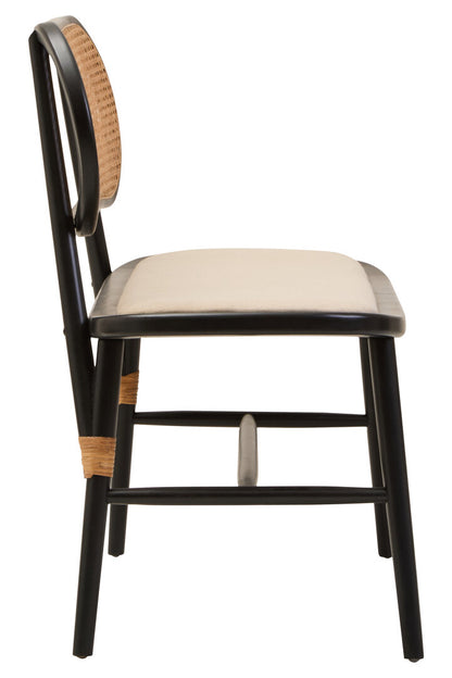 Stirling Natural Cane Bench with Black Elm Wood Frame