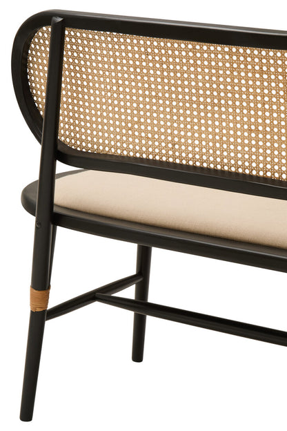Stirling Natural Cane Bench with Black Elm Wood Frame