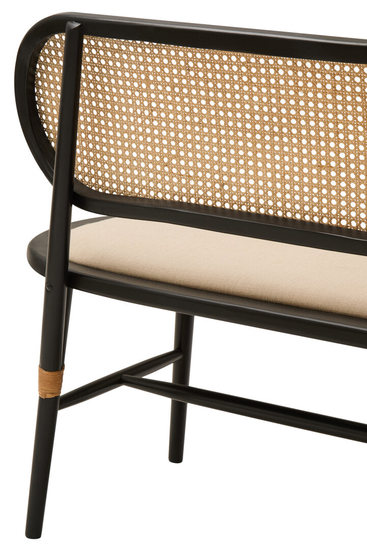 Stirling Natural Cane Bench with Black Elm Wood Frame