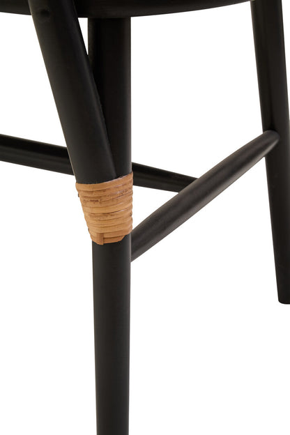 Stirling Natural Cane Bench with Black Elm Wood Frame