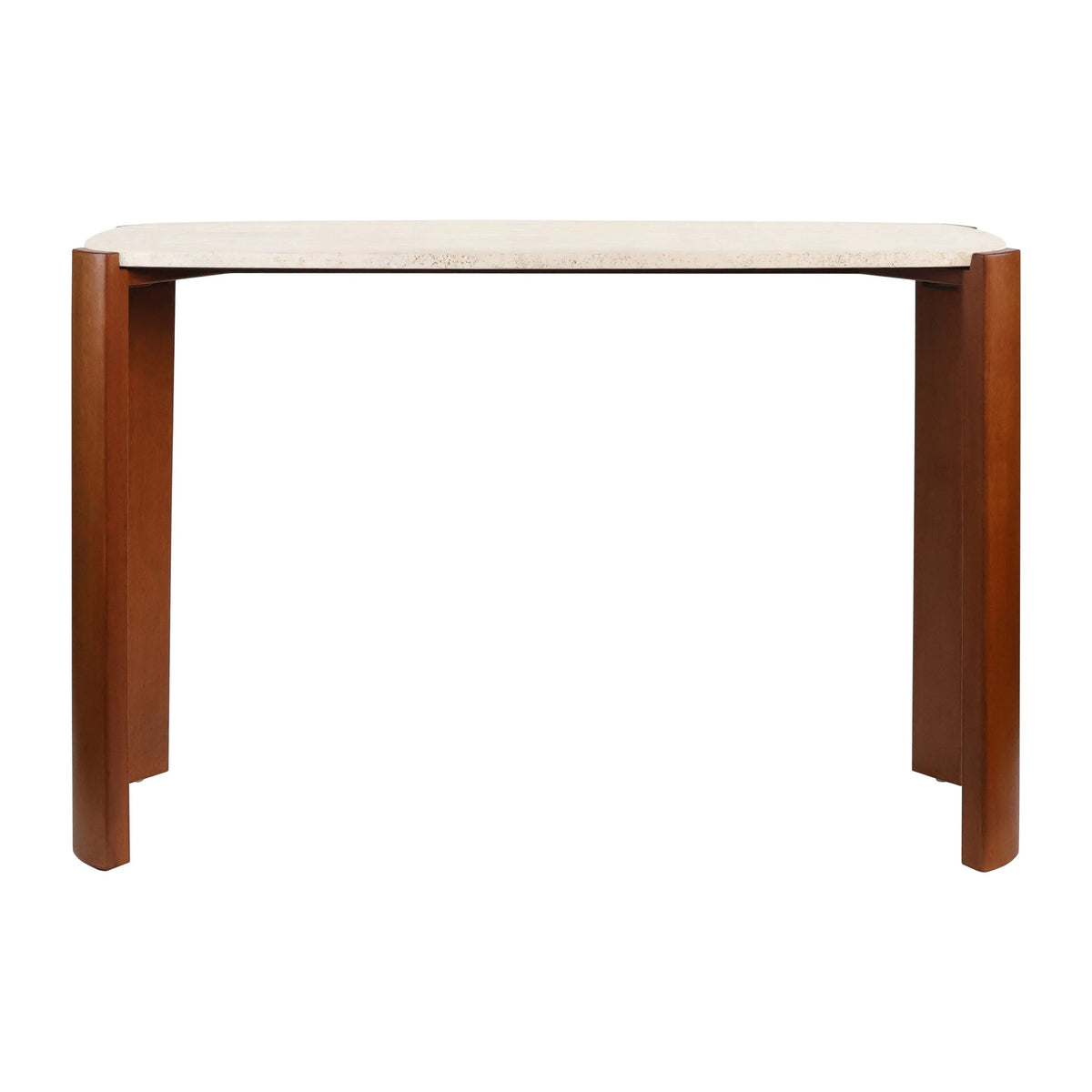 Yarm Travertine Top and Acacia Wood Console Table 