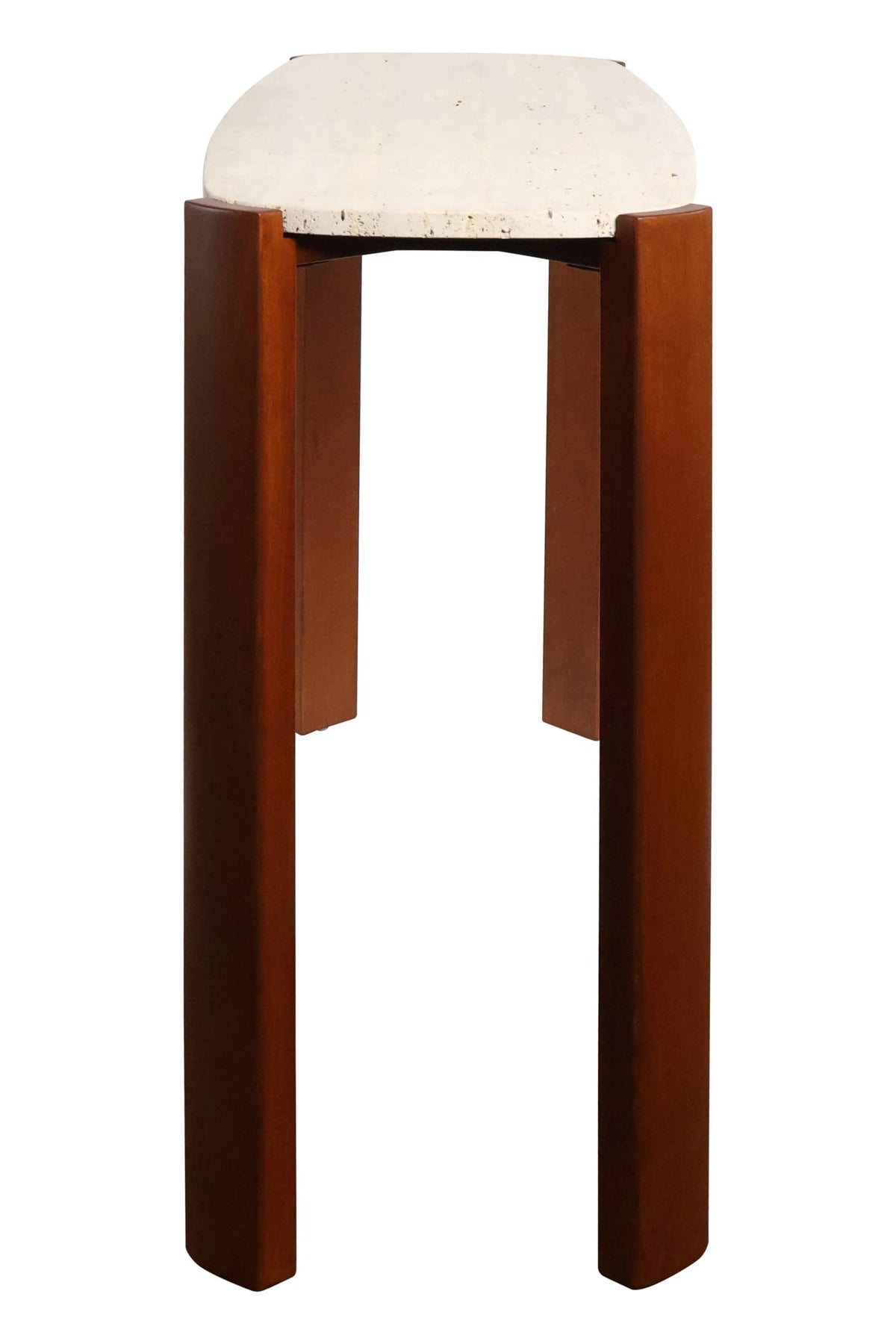 Yarm Travertine Top and Acacia Wood Console Table 