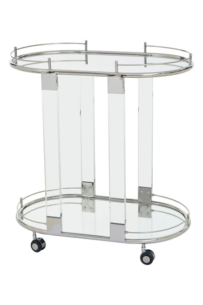 Amalfi Metal and Acrylic Frame 2 Tier Oval Drinks Trolley 