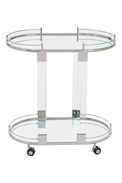 Amalfi Metal and Acrylic Frame 2 Tier Oval Drinks Trolley 