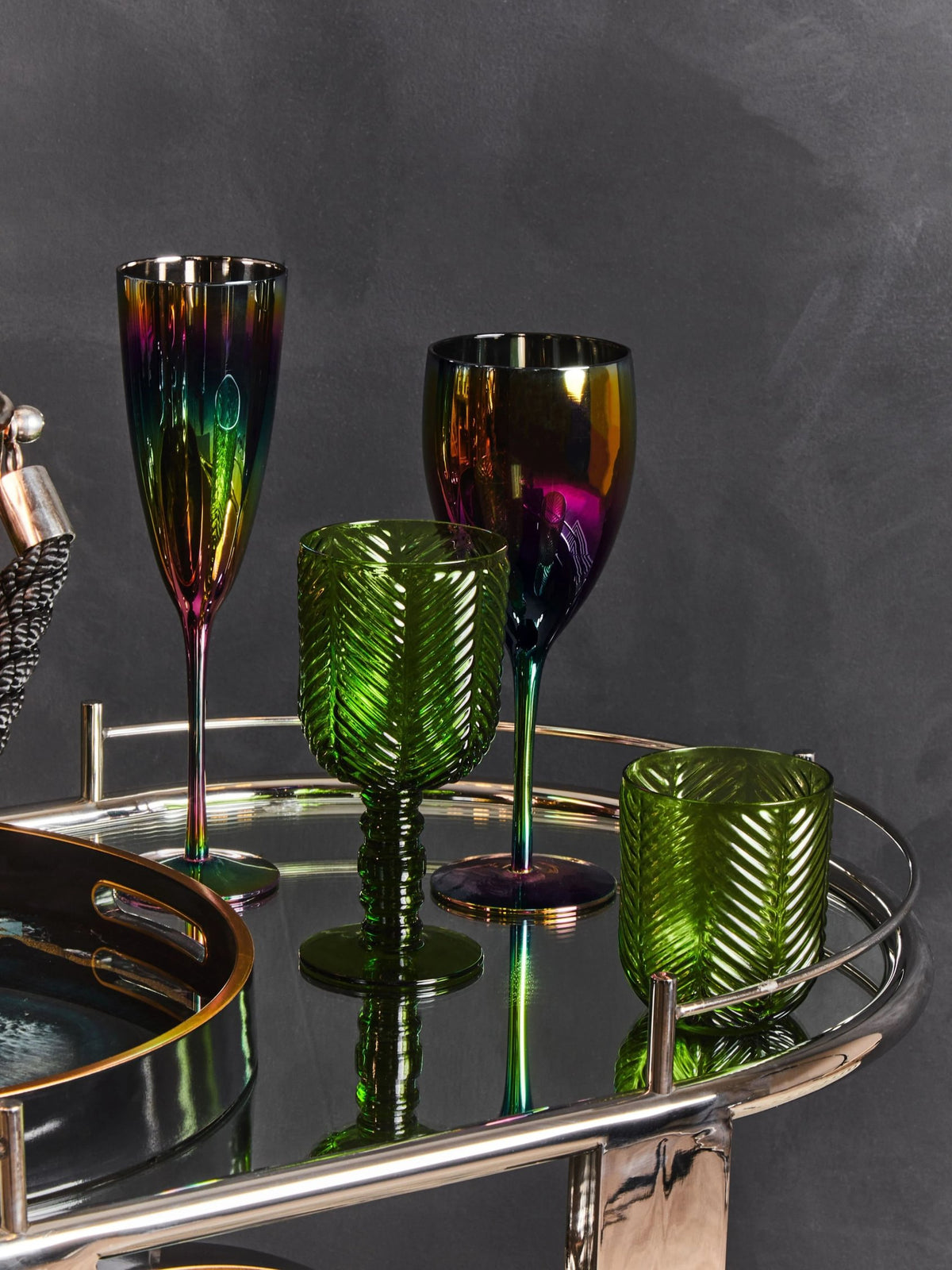 Amalfi Metal and Acrylic Frame 2 Tier Oval Drinks Trolley #colour_silver