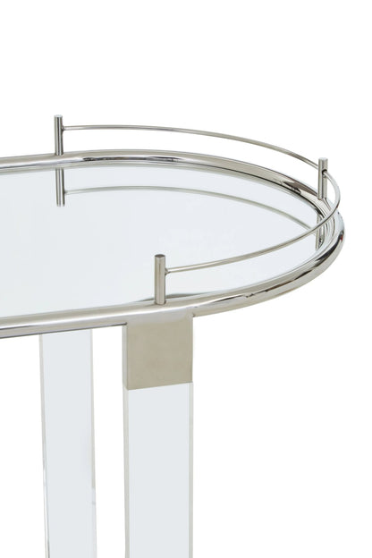 Amalfi Metal and Acrylic Frame 2 Tier Oval Drinks Trolley 