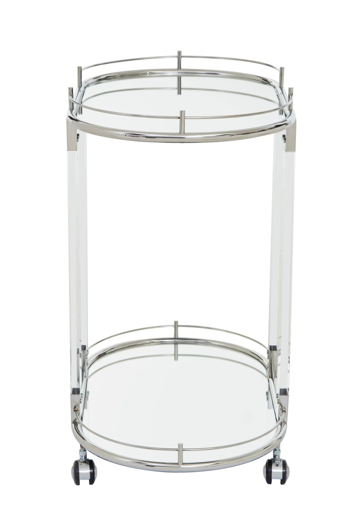 Amalfi Metal and Acrylic Frame 2 Tier Oval Drinks Trolley 