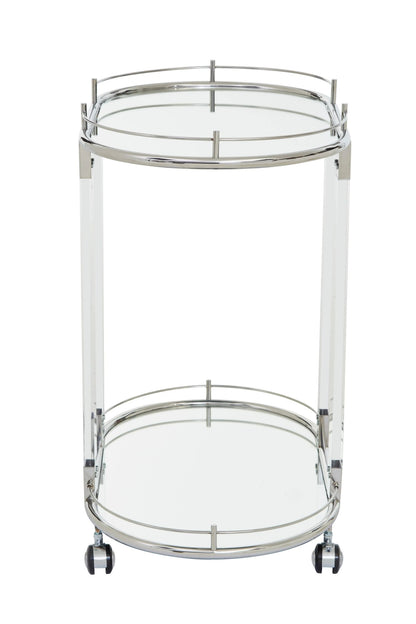 Amalfi Metal and Acrylic Frame 2 Tier Oval Drinks Trolley 