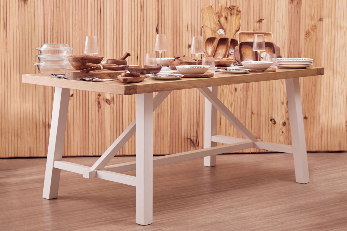 Brighton Natural Oak Wood Top Rectangular Dining Table