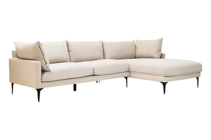 Savannah Cream Three Seat Right Chaise Sofa