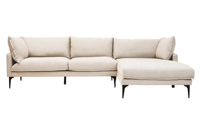 Savannah Cream Three Seat Right Chaise Sofa