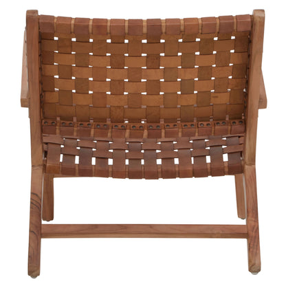 Carlton Lattice Design Brown Leather Armchair