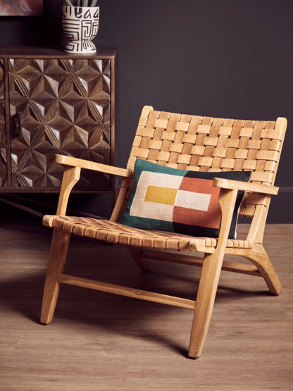 Carlton Lattice Design Brown Leather Armchair