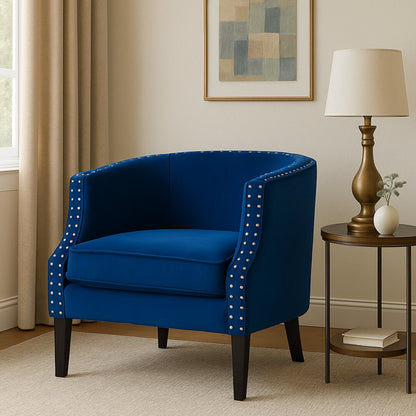 Savoy Blue Velvet Studded Chair