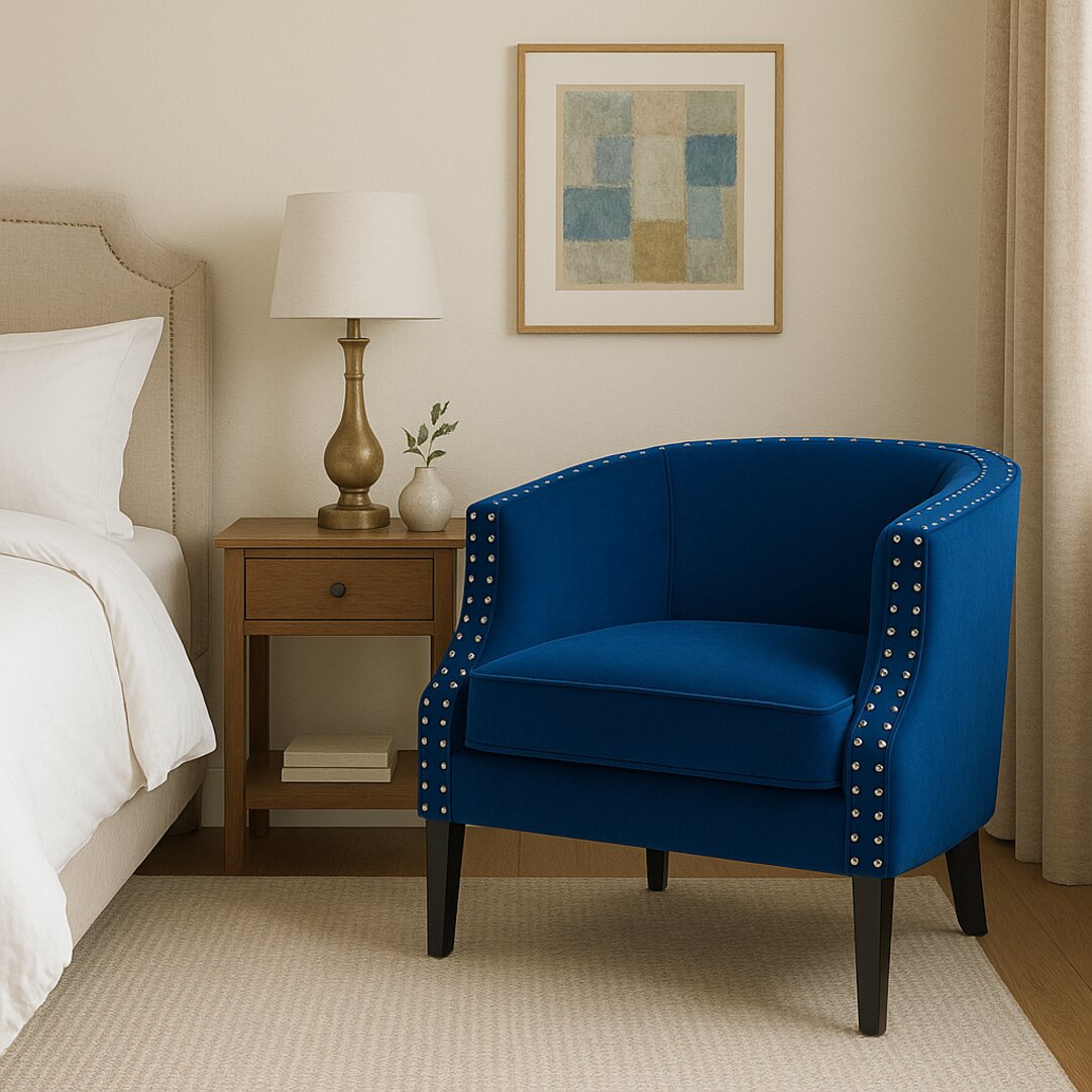 Savoy Blue Velvet Studded Chair