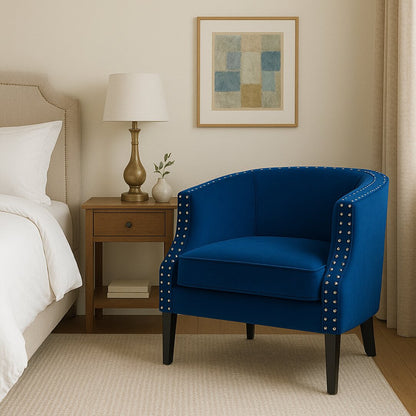 Savoy Blue Velvet Studded Chair