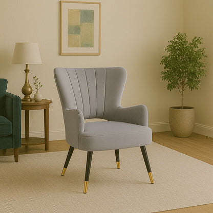 Regent Grey Velvet Cut Out Back Chair