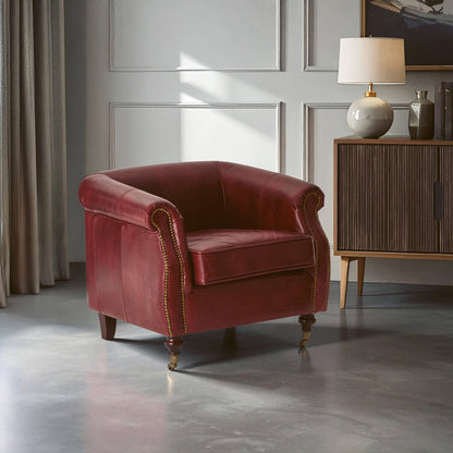 Verona Deep Red Leather Armchair