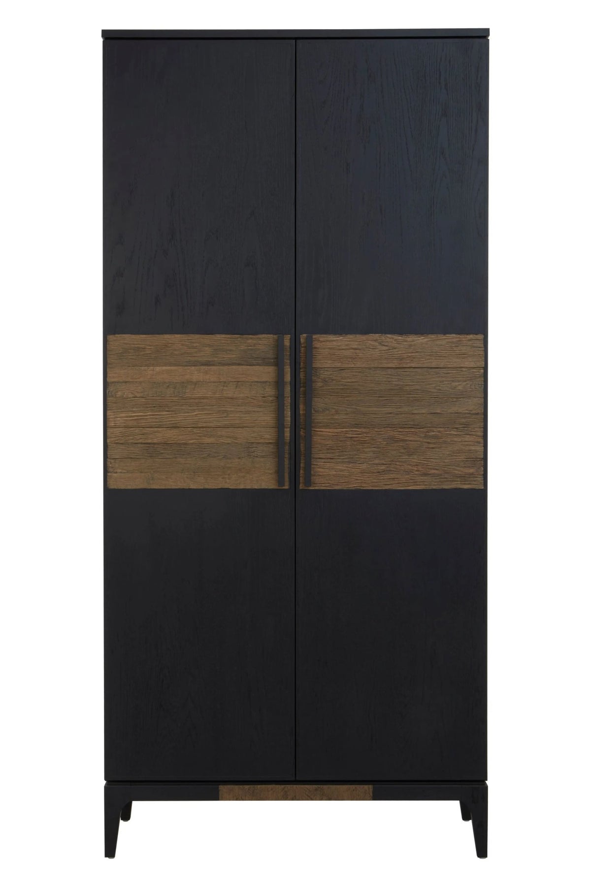 Kensington Black and Natural Oak Wood Tall Cabinet