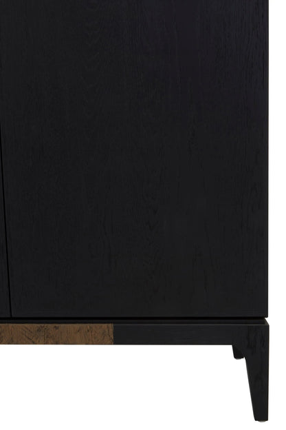 Kensington Black and Natural Oak Wood Tall Cabinet