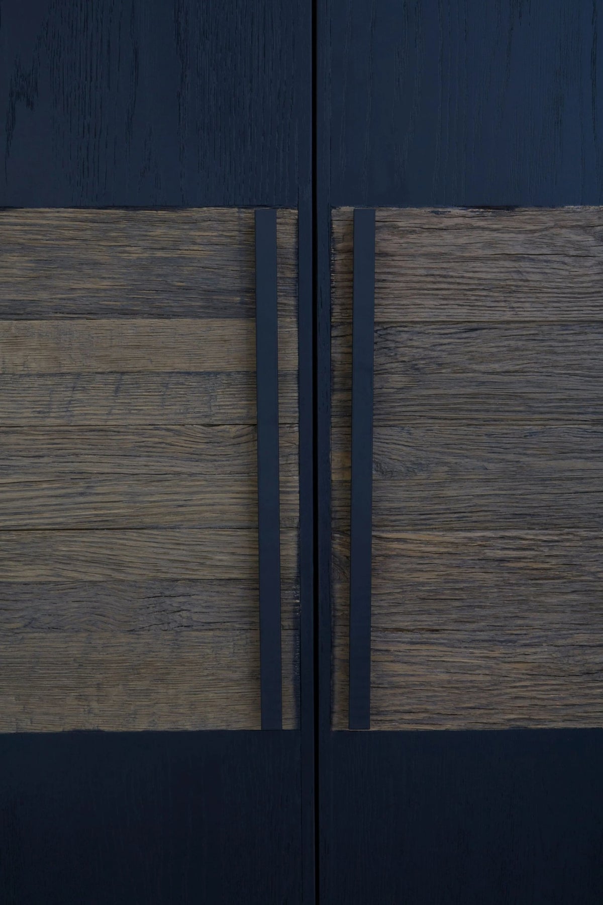 Kensington Black and Natural Oak Wood Tall Cabinet