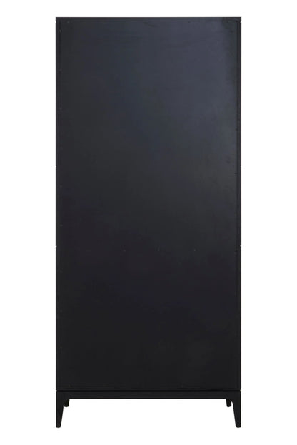 Kensington Black and Natural Oak Wood Tall Cabinet