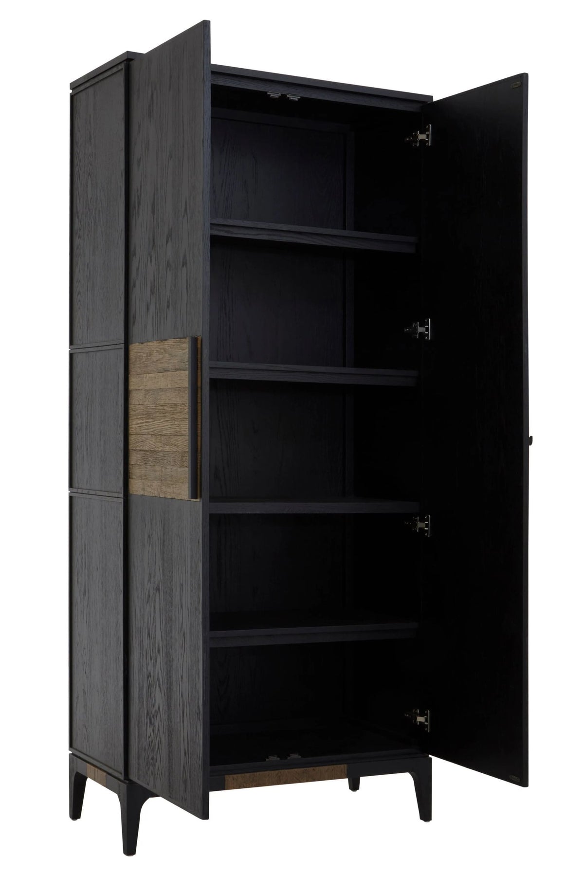 Kensington Black and Natural Oak Wood Tall Cabinet