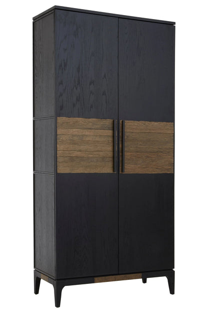 Kensington Black and Natural Oak Wood Tall Cabinet