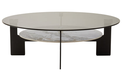 Aurora Round Grey Glass And Ceramic Large Coffee Table