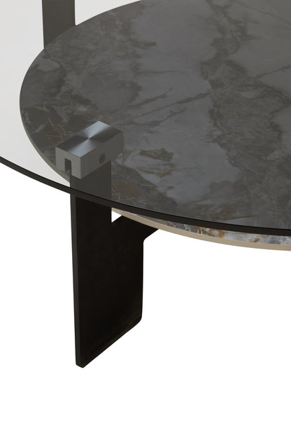 Aurora Round Grey Glass And Ceramic Large Coffee Table