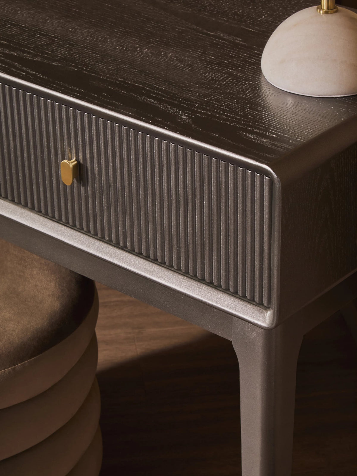 Rye Wood Veneer Two Drawer Dressing Table 
