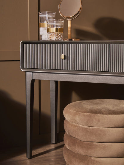 Rye Wood Veneer Two Drawer Dressing Table 
