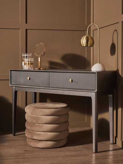 Rye Wood Veneer Two Drawer Dressing Table 