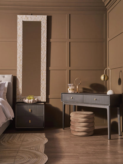 Rye Wood Veneer Two Drawer Dressing Table 