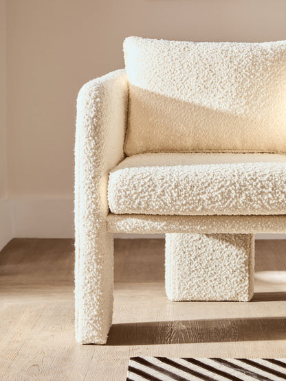 Oxford Ivory Boucle Curved Armchair