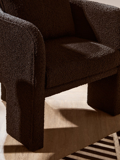 Oxford Black Boucle Curved Armchair