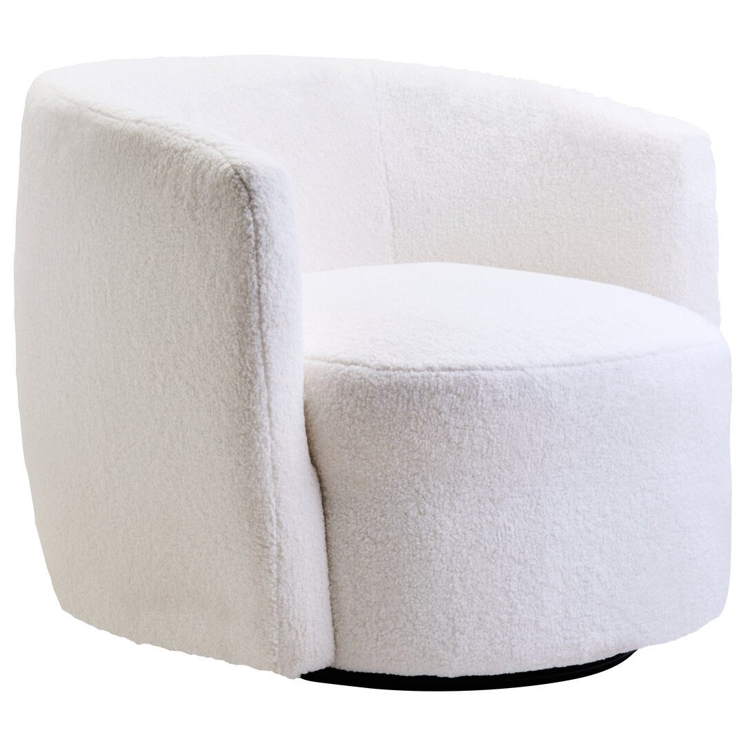 Carlton Ivory Boucle Effect Curved Lounge Chair With Swivel Base