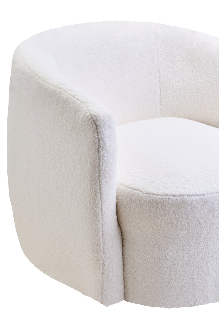 Carlton Ivory Boucle Effect Curved Lounge Chair With Swivel Base