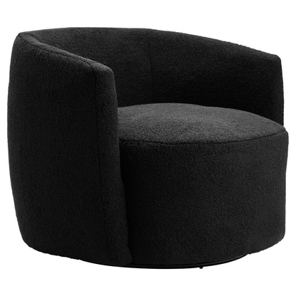 Carlton Black Boucle Effect Curved Lounge Chair With Swivel Base