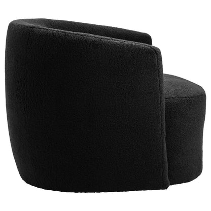Carlton Black Boucle Effect Curved Lounge Chair With Swivel Base