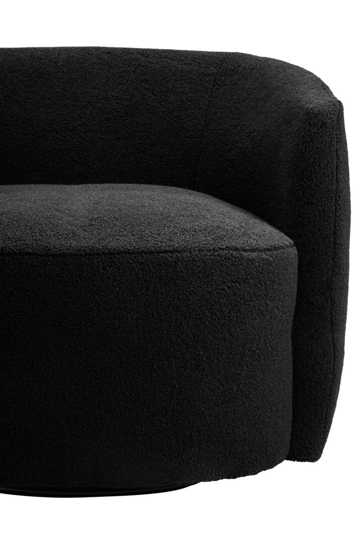 Carlton Black Boucle Effect Curved Lounge Chair With Swivel Base