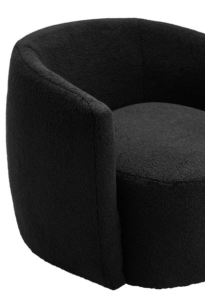 Carlton Black Boucle Effect Curved Lounge Chair With Swivel Base