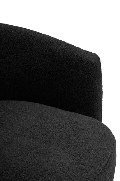 Carlton Black Boucle Effect Curved Lounge Chair With Swivel Base