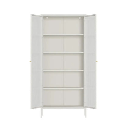 Ashford Metal Fluted Glass Door Tall Cabinet 