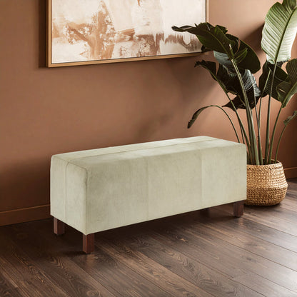 Vienna Townhouse Natural Leather Bench With Wood Legs