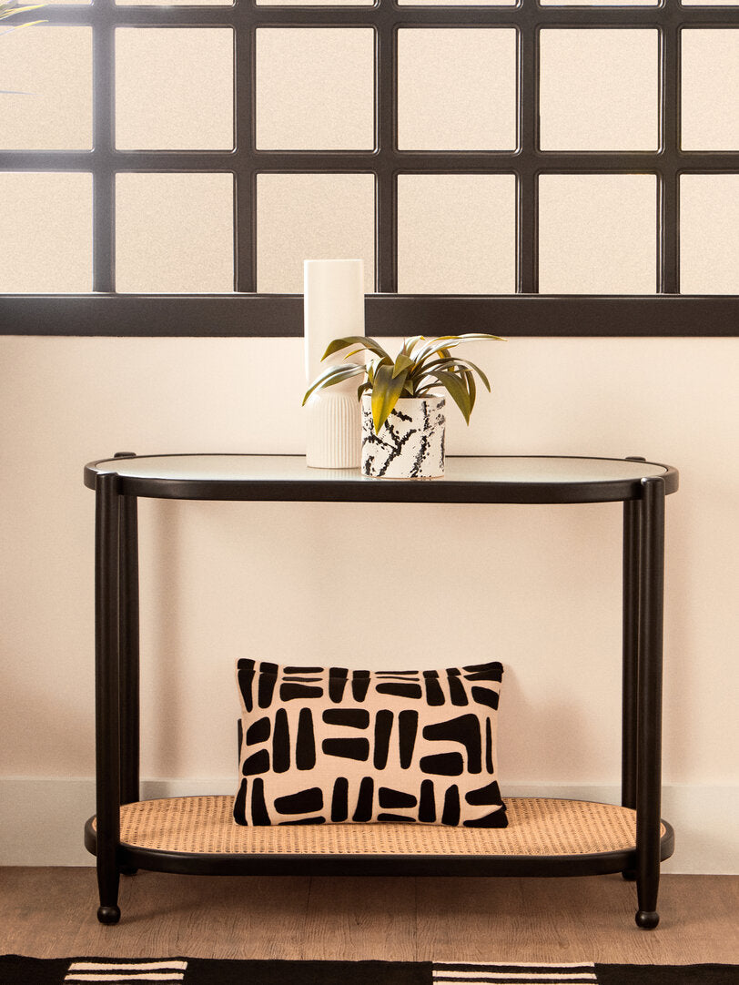 Stirling Rattan and Glass 2 Tier Console Table