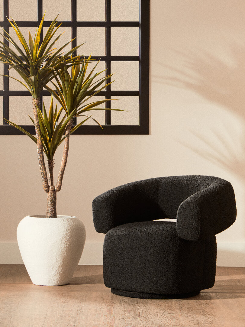 Madison Black Boucle Curved Revolving Armchair