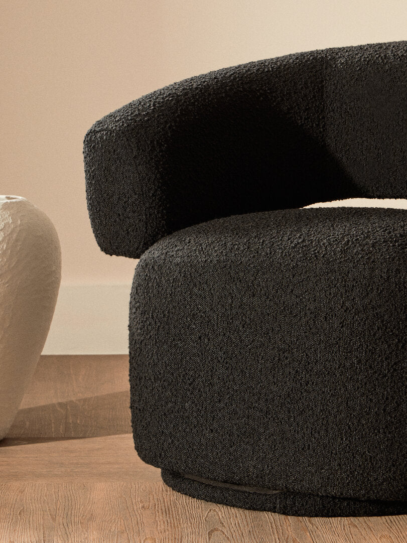 Madison Black Boucle Curved Revolving Armchair