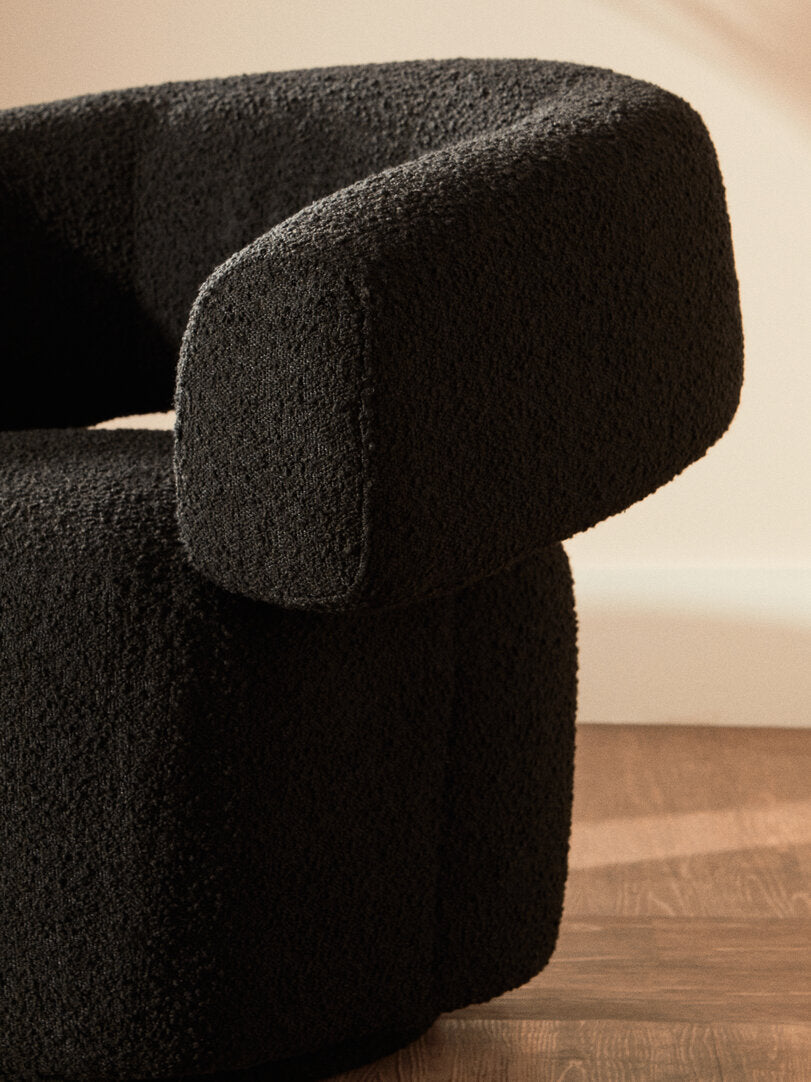 Madison Boucle Curved Revolving Armchair Black 